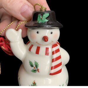 Vintage Spode Christmas Waving Snowman Ornament Porcelain Collectible Holiday